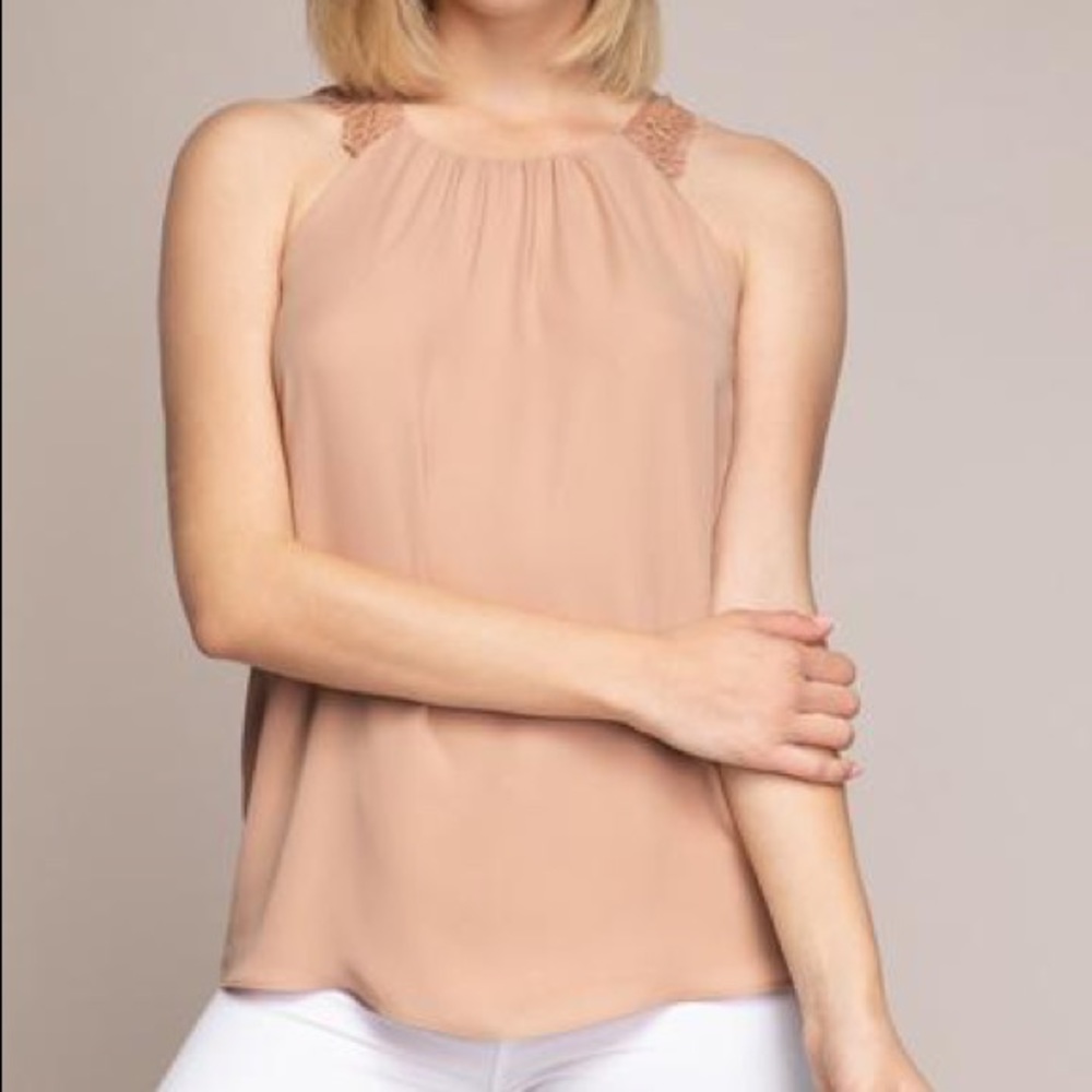 Lace Trim Shoulder Strap Top